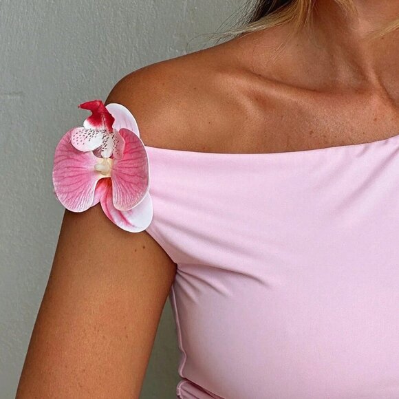 Pink Women's Fitted Cropped Top - Picture 2 of 3